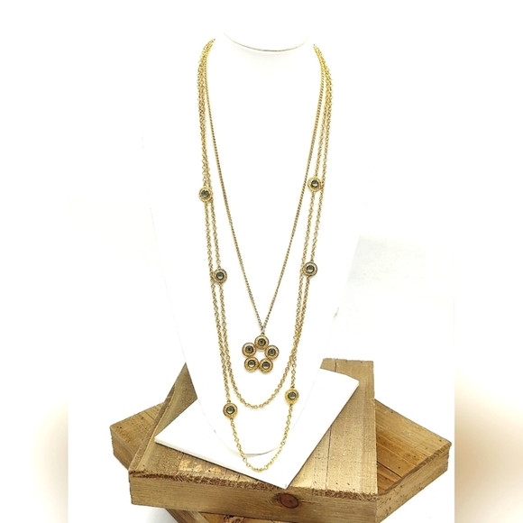 Vintage Gold Tone Necklace • 60s Mod • Extra Long - Picture 2 of 5